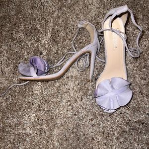 Purple Open Toe Wrapped Sandals Women'S Elegant Stiletto Heels Wedding Flower